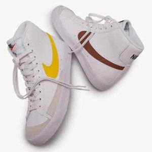 Nike Blazer Mid '77 7 Youth White Brown Yellow Sneakers DA4086-103 women’s 8-8.5 - Picture 1 of 8
