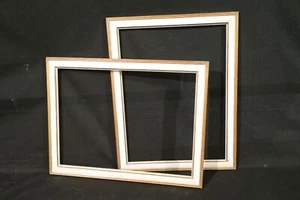 Couple Frames Liberty Ancient Wood Lacquered Golden White Gold Beginning 900 - Picture 1 of 23