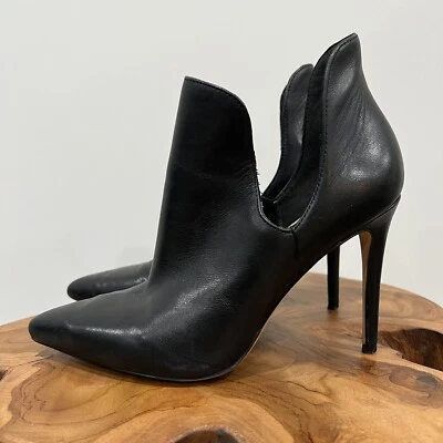 ALDO Amilmathien Tacón de Aguja Botines Bota Talla 6.5 Cuero NEGRO Foto 1 de 4