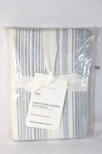 Pottery Barn Hawthorn Striped Blue Cotton Pillow Sham Cover KING Size 36x20 New - Picture 1 of 6