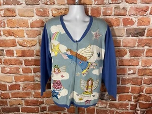 Quacker Factory Angels Fairies cardigan sweater sz 1X qvc nwt cottagecore granny - Picture 1 of 10