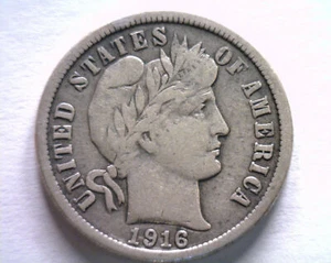1916 BARBER DIME VERY FINE / EXTRA FINE VF/XF VERY FINE / EXTREMELY FINE VF/XF - Picture 1 of 2