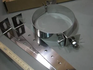 Ofenrohrhalter V2A Nirosta Ø 150mm verstellbarem Abstand Wand zur Rohroberfläche - Bild 1 von 7