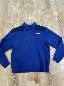 Vineyard Vine half zip pullover Blue Youth Large Whale Logo size L EUC - Picture 1 of 7