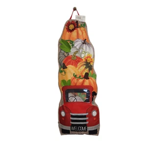 Fall Harvest Pumpkin Welcome Door Sign 34.5''H double sided - Picture 1 of 5