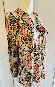 SHIRT Emily Daniels FLORAL WITH SOME GLITZER Button-Up Roll-Riegel Ärmel (S) Neu ohne Etikett - Bild 1 von 5