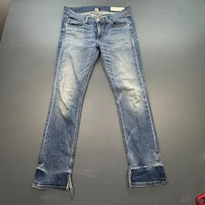 Jeans donna Rag & Bone Crop taglia 27 effetto invecchiato orlo grezzo slim fit blu denin - Foto 1 di 17