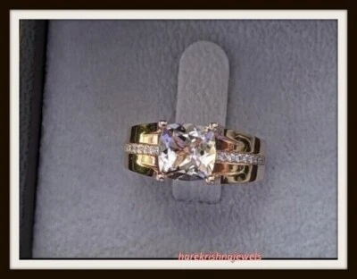 2.80CT Cushion Cut Lab-Created Diamond Men's Wedding Ring 14K Rose Gold Finish - Image 1 of 4