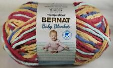 Bernat Yarnspirations BUTTON ROSES Baby Blanket Polyester Yarn Maroon Beige Blue