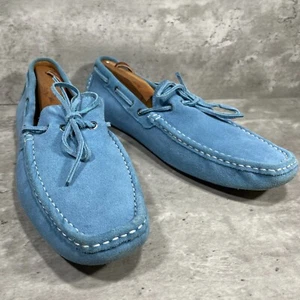 1901 Blue Suede Slip On Moccasins Loafers Driving Shoes Men's Size 11 M - Picture 1 of 15