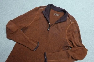 Smartwool Quarter Zip Sweater Mens Medium Orange Wool Intraknit 250 Hiking Run - Picture 1 of 10