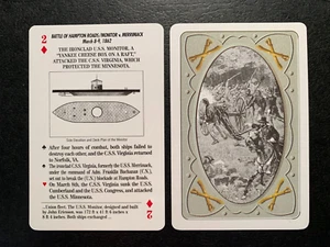 Swap Playing Card  CIVIL WAR BATTLES  Two of Diamonds  BATTLE OF HAMPTON ROADS - Picture 1 of 1