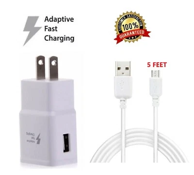 Fast Wall charger + 5FT Micro USB cable for Amazon Kindle Fire HD 7/8 Tablet - Image 1 of 2