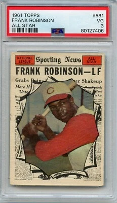 1961 Topps Frank Robinson Cincinnati Reds AS #581 ⭐️💥🎯 PSA grado 3 Foto 1 de 2