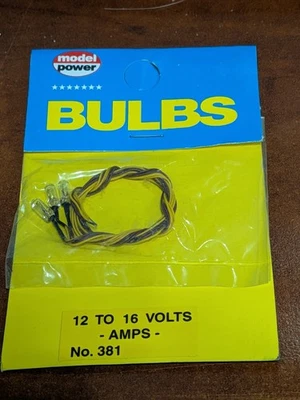 Model Power - HO Scale - #381 - 12-16V Grain Of Wheat Light Bulbs (3) - NOS - Image 1 of 3