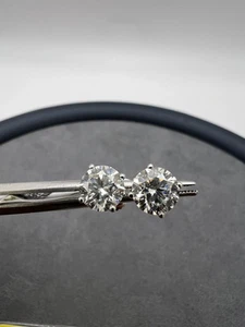 2.5 CTTW F/VS1 Round Lab-Created Diamond Studs 14K White Gold Screwback Earrings - Picture 1 of 4