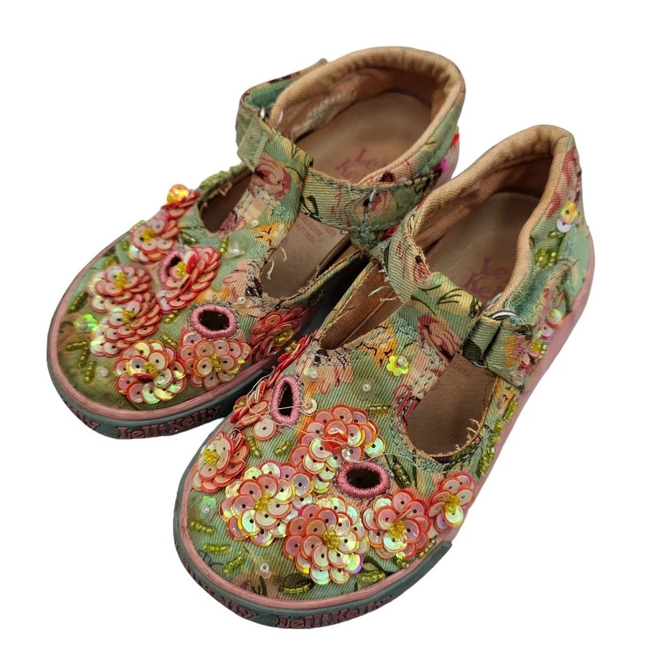 Lelli Kelly Infantil Bebé Zapatos Flor Lentejuelas Zapatilla Rosa/Blanco Talla 24 EE. UU. 8 Foto 1 de 4