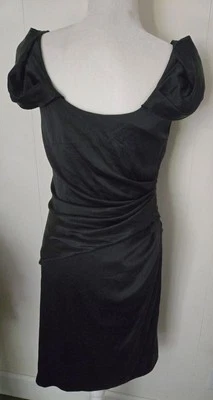 Vera Wang Women's Silk Blend Black Rouched Dress Size 8 Cap Sleeve Size Zip  - Image 1 of 4