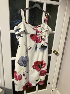 Roman Ivory Floral Sleeveless Dress Size 18 - Picture 1 of 1
