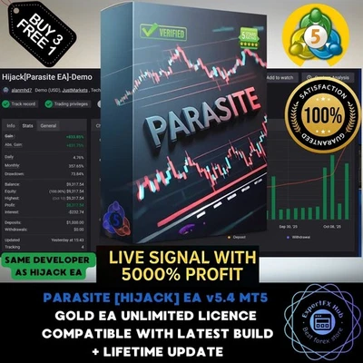 v5.4 Parasite Hijack EA Gold Forex Robot Metatrader MT5 Expert Advisor prop firm - Image 1 of 4