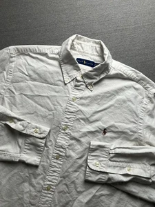 Polo Ralph Lauren Hemd Herren XL Weiß Oxford Knopf Fleisch Pony Preppy Freizeit - Bild 1 von 15