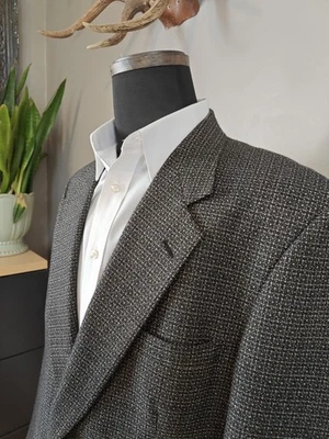 🇺🇲 Abrigo Blazer Deportivo Lana Dos Botones Geométrico Negro 43L De Colección Para Hombres Foto 1 de 4