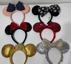 LOTE 6 piezas diadema oreja Mickey Mouse de los parques de Disney lentejuelas campana pana terciopelo - Imagen 1 de 14