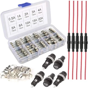 150 Pcs Fast-blow Glass Fuses Assorted Kit w/ AGC Inline Panel Holders - Picture 1 of 5