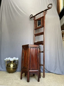 Antique Chinese Wash Stand Porch Coat Rack Oriental Cabinet - Picture 1 of 14