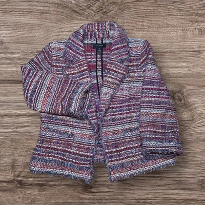 Blazer halógeno multicolor tweed bouclé para mujer talla M chaqueta flecos frente abierto Foto 1 de 4