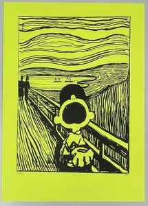 MANDY DOUBT - SIGNED CHARLIE BROWN SCREEN SCREAM! PRINT - EDVARD MUNCH PEANUTS - Picture 1 of 5