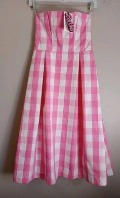 Zara x Barbie розовый белый с подкладкой без рукавов имбирь миди платье размер M новый - Изображение 1 из 4