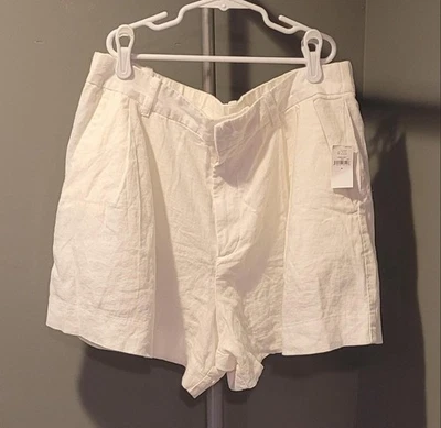 Женские льняные шорты с высокой талией Gap, размер M, белые - Изображение 1 из 4