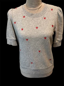 Kate Spade Strawberry Top Grey S/S Sz S - Picture 1 of 7
