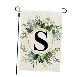 Monogram Letter S Garden Flag Floral 12x18 Inch Double Sided for Outside - Picture 1 of 7