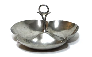 Vintage Plymouth Pewter Divided Tray Round with Center Handle - Picture 1 of 8