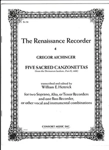 Gregor Aichinger, Five Sacred Canzonettas, William E.Hettrick, Recorders - Picture 1 of 1