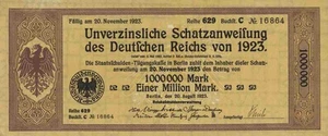 German Reich 1923 Berlin Eagle 1,000,000 Mark non-interest bearing Treasury note - Picture 1 of 1