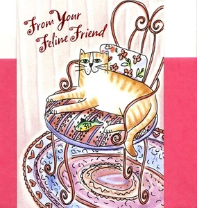 Happy Valentine's Day From Orange Tabby Kitten Cat Pink Hallmark Greeting Card - Picture 1 of 3