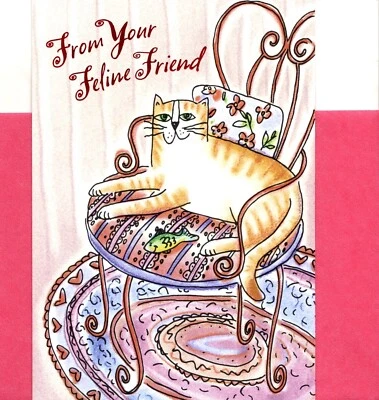 Happy Valentine's Day From Orange Tabby Kitten Cat Pink Hallmark Greeting Card - Image 1 of 3