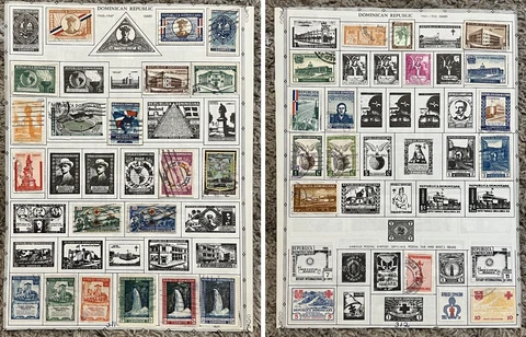 1935-1963 DOMINICAN REPUBLIC MINT USED STAMPS LOT ON ALBUM PAGE TB, RED CROSS Cover