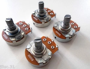 NEW 4 POTENTIOMETRES A500K + B500K SPLIT SHAFT - axe 18mm - guitare LP, SG - Picture 1 of 5
