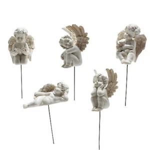 5pcs/Se Decorative Angel Garden Stakes Adorable Wings Cherub Staues Figurines - Picture 1 of 9