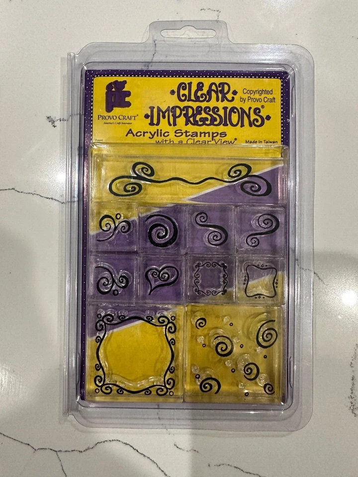 Provo Craft 11 Clear Impressions Acrylic Stamps with a Clear View Scrapbooking - Image 1 of 4