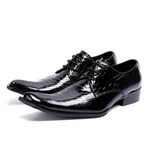 Mens Pointy Toe Party Stylish Dress Formal Real Leather Business Oxfords Shoes - Picture 1 of 9