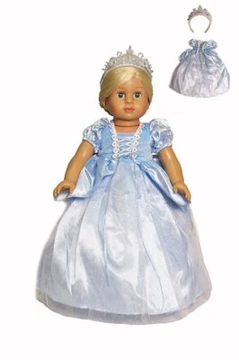 Ropa de muñeca para vestido de princesa azul American Girl de 18" + tiara Foto 1 de 4