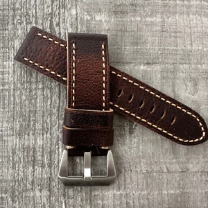 Correa de reloj de cuero de lichi marrón de 24 mm para OFFICINE PANERAI Luminor Marina PAM - Imagen 1 de 12