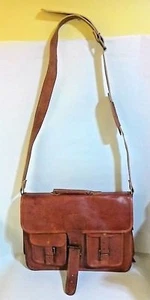 Herren Vintage Kuriertasche Schultertasche Laptoptasche braun 15" x 11" - Bild 1 von 5