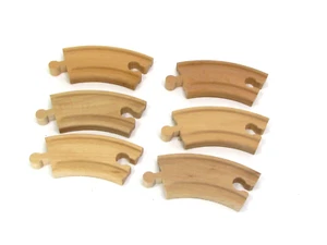 6 Pistas de madera compatibles con Thomas & Brio de repuesto curva corta - Imagen 1 de 4