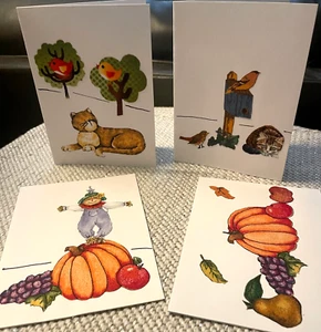 Fall Theme Blank Inside Note Cards 4" x 5.5" with Kraft Brown Envelopes - Picture 1 of 6
